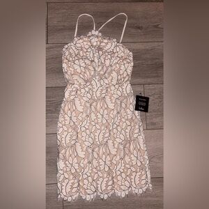 Lulus Size XS White Nude Lace Detailed Strappy Dress Mini Lined New With Tags